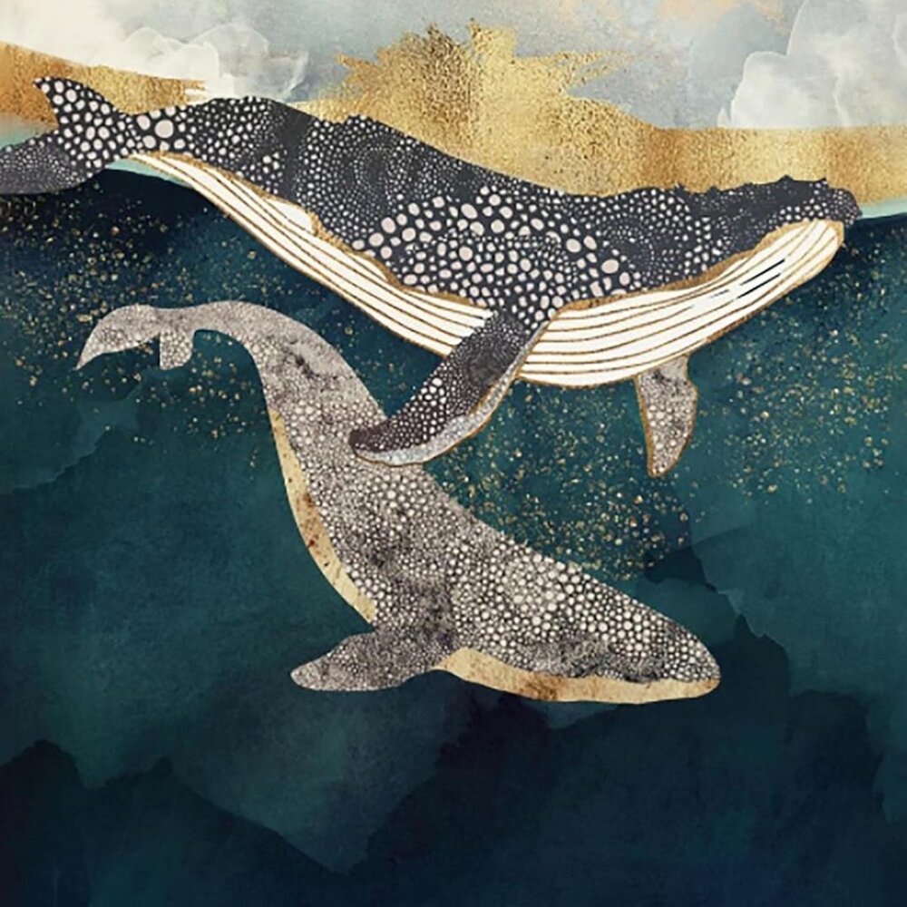 NWT Diamond Painting Kit "Two Whales" 12"X16"